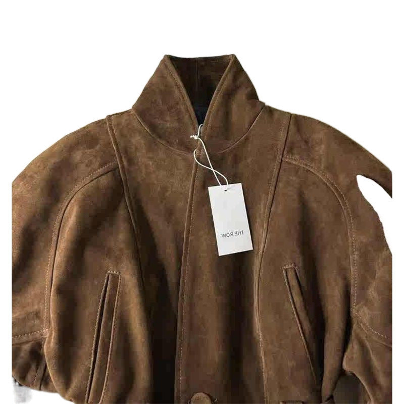 Brown Waist-tight Short Coat Windbreaker