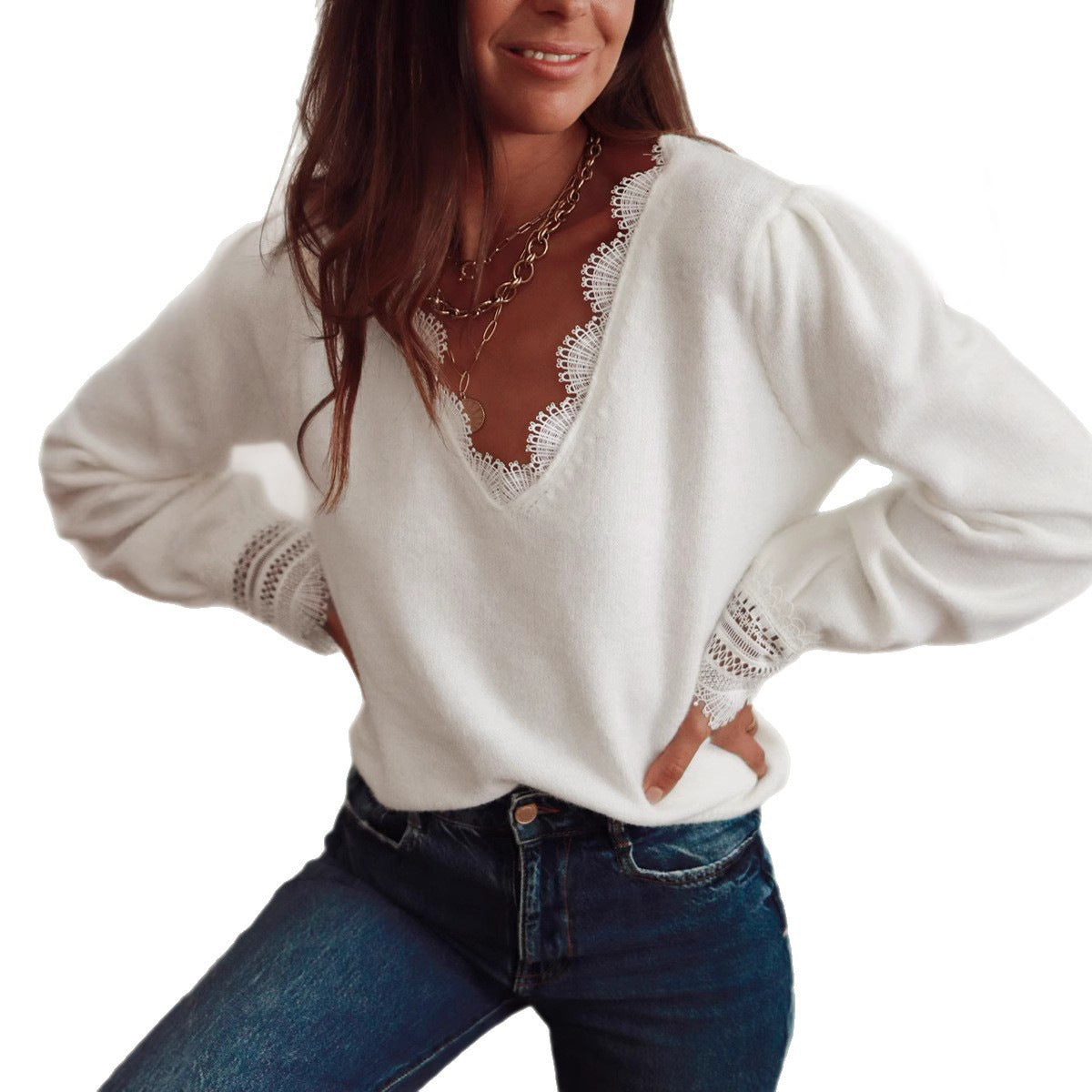 Europe And America Cross Border Autumn And Winter Elegant Women's Sweater Top